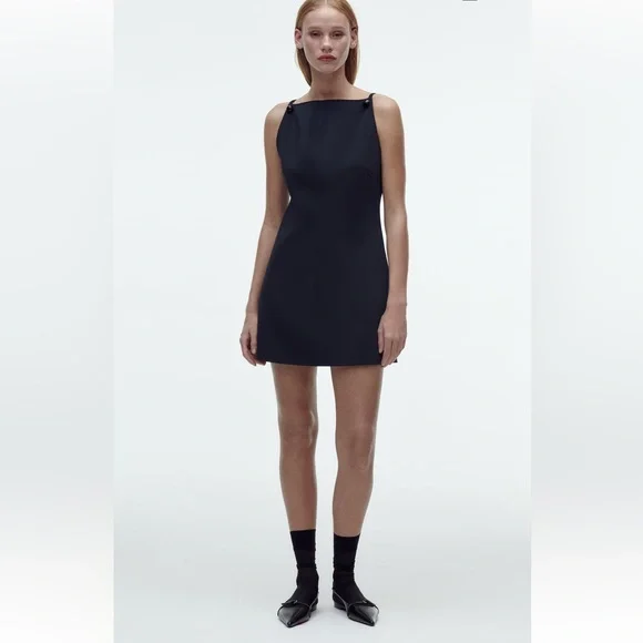 ★ZARA★ MINI DRESS WITH BUTTONS Zara | Dresses | Zara Short Dress With Buttons Navy Blue